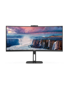 LCD Monitor, AOC, CU34V5CW/BK, 34", Curved/21 : 9, Panel VA, 3440x1440, 21:9, 100Hz, Matte, 1 ms, Speakers, Camera, Swivel, Hei