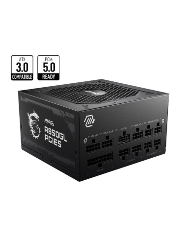 Power Supply, MSI, 850 Watts, Efficiency 80 PLUS GOLD, PFC Active, MAGA850GLPCIE5