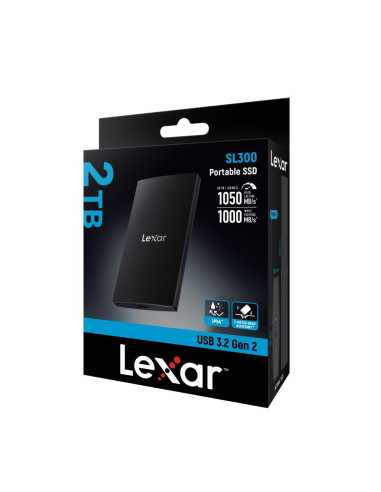 External SSD, LEXAR, SL300, 2TB, USB-C, Write speed 1000 MBytes/sec, Read speed 1050 MBytes/sec, LSL300002T-RNBNG