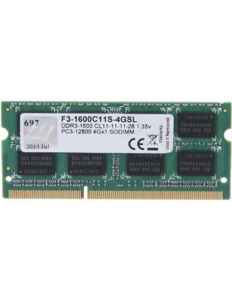 NB MEMORY 4GB PC12800 DDR3/SO F3-1600C11S-4GSL G.SKILL NB MEMORY 4GB PC12800 DDR3/SO F3-1600C11S-4GSL G.SKILL