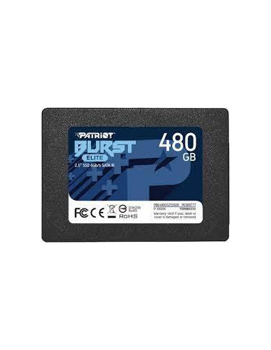 SSD, PATRIOT, Burst Elite, 480GB, SATA 3.0, 3D NAND, Write speed 320 MBytes/sec, Read speed 450 MBytes/sec, 2,5", TBW 200 TB, P