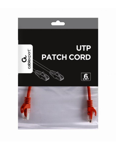 PATCH CABLE CAT6 UTP 0.25M/RED PP6U-0.25M/R GEMBIRD