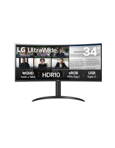 LCD Monitor, LG, 34WR55QK-B, 34", Business/Curved/21 : 9, Panel VA, 3440x1440, 21:9, 100Hz, 5 ms, Height adjustable, Tilt, Colo