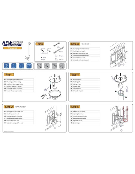 TV SET ACC CEILING MOUNT 10-26/FPMA-C100WHITE NEOMOUNTS TV SET ACC CEILING MOUNT 10-26/FPMA-C100WHITE NEOMOUNTS