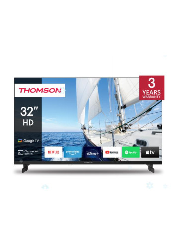 TV Set, THOMSON, 32", Smart/HD, 1366x768, Wireless LAN, Bluetooth, Google TV, Black, 32HG2S14