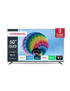 TV Set, THOMSON, 50", 4K/Smart, QLED, 3840x2160, Wireless LAN, Bluetooth, Google TV, Black, 50QG4S14