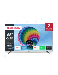 TV Set, THOMSON, 55", 4K/Smart, QLED, 3840x2160, Wireless LAN, Bluetooth, Google TV, Dark Grey, 55QG4S14