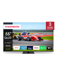 TV Set, THOMSON, 55", 4K/Smart, QLED, 3840x2160, Wireless LAN, Bluetooth, Google TV, Black, 55QG7C14