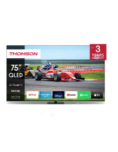 TV Set, THOMSON, 75", 4K/Smart, QLED, 3840x2160, Wireless LAN, Bluetooth, Google TV, Black, 75QG7C14