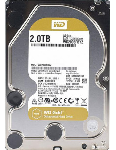 HDD, WESTERN DIGITAL, Gold, 2TB, SATA 3.0, 128 MB, 7200 rpm, 3,5", WD2005FBYZ