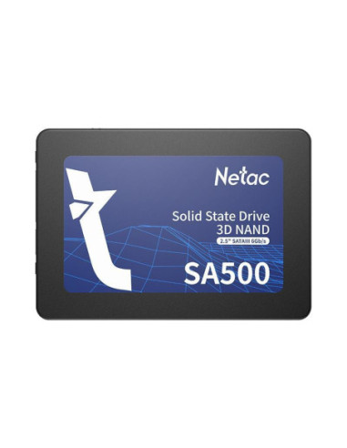 SSD, NETAC, SA500, 240GB, SATA 3.0, 3D NAND, Write speed 400 MBytes/sec, Read speed 500 MBytes/sec, 2,5", TBW 60 TB, MTBF 150000