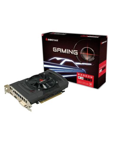 Graphics Card, BIOSTAR, AMD Radeon RX 550, 4 GB, GDDR5, 128 bit, PCIE 3.0 16x, GPU 1100 MHz, Single Slot Fansink, 1xDVI-D, 1xHD