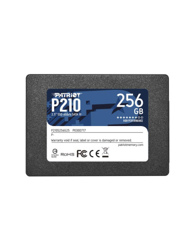 SSD, PATRIOT, P210, 256GB, SATA 3.0, Write speed 400 MBytes/sec, Read speed 500 MBytes/sec, 2,5", TBW 120 TB, P210S256G25