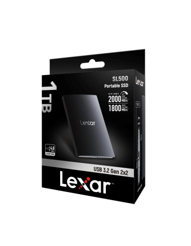 External SSD, LEXAR, SL500, 4TB, USB 3.2, Write speed 1800 MBytes/sec, Read speed 2000 MBytes/sec, LSL500X004T-RNBNG