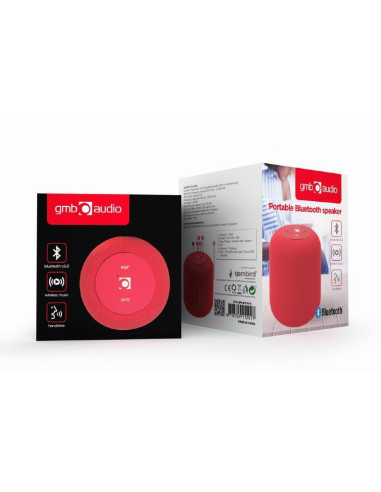 Portable Speaker, GEMBIRD, Portable/Wireless, 1xMicroSD Card Slot, Bluetooth, Red, SPK-BT-15-R