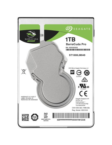 HDD, SEAGATE, Barracuda Pro, 1TB, SATA 3.0, 128 MB, 7200 rpm, Discs/Heads 1/2, 2,5", Thickness 7mm, ST1000LM049