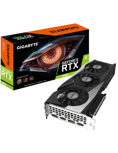 Graphics Card, GIGABYTE, NVIDIA GeForce RTX 3060, 12 GB, GDDR6, 192 bit, PCIE 4.0 16x, Memory 15000 MHz, GPU 1837 MHz, 2xHDMI, 