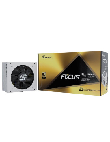 Power Supply, SEASONIC, FOCUS GX White ATX 3 (2024), 1000 Watts, Efficiency 80 PLUS GOLD, MTBF 100000 hours, FOCUS-GX-1000-V4-W