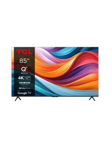 TV Set, TCL, 85", 4K/Smart, QLED, 3840x2160, Wireless LAN, Bluetooth, Google TV, Grey, 85T7B