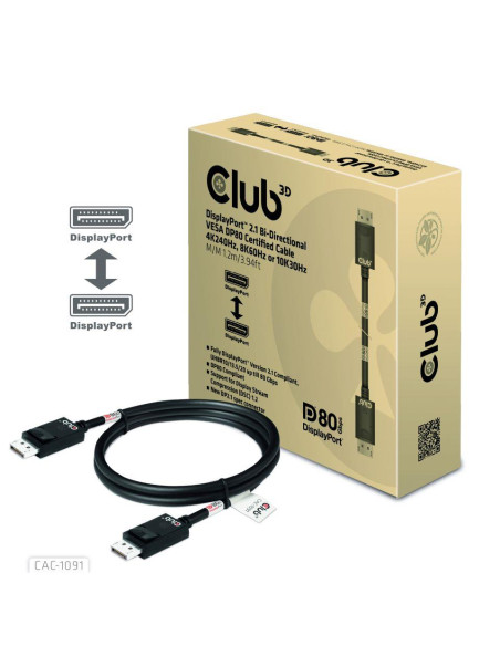 CABLE DP TO DP 1.2M/M/M CAC-1091 CLUB3D CABLE DP TO DP 1.2M/M/M CAC-1091 CLUB3D