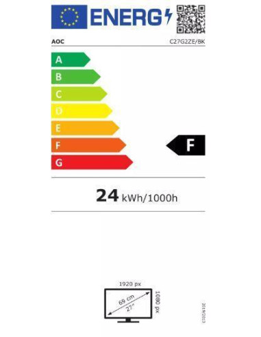 LCD Monitor, AOC, C27G2Z3/BK, 27", Gaming/Curved, Panel VA, 1920x1080, 16:9, 240Hz, Matte, 1 ms, Tilt, C27G2Z3/BK