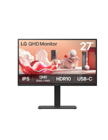LCD Monitor, LG, 27BA75QB-B, 27", Panel IPS, 2560x1440, 16:9, 100Hz, Matte, Speakers, Swivel, Pivot, Height adjustable, Tilt, C