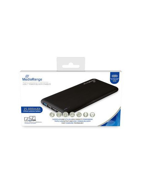 POWER BANK USB 25000MAH/MR754 MEDIARANGE POWER BANK USB 25000MAH/MR754 MEDIARANGE