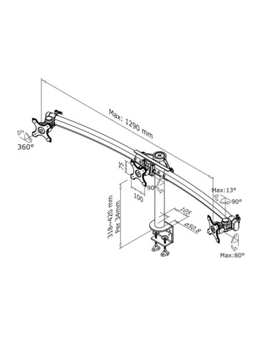 TV SET ACC DESK MOUNT BLACK/19-27" FPMA-D700D3 NEOMOUNTS
