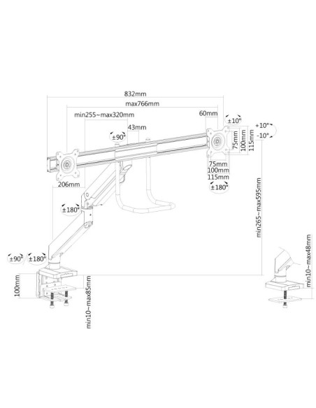 MONITOR ACC DESK MOUNT 10-32"/NM-D775DXWHITE NEOMOUNTS