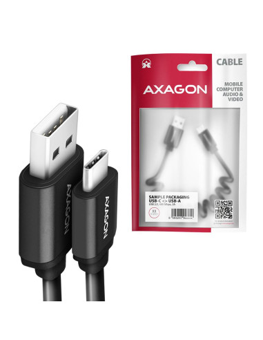 CABLE USB-C TO USB2.0 1.1M/TWISTER BLK BUCM-AM20TB AXAGON