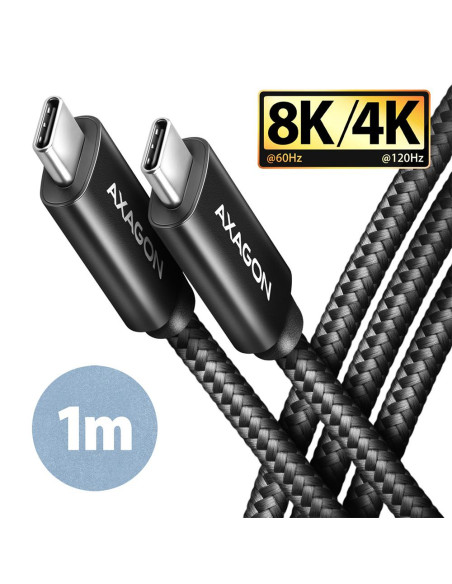 CABLE USB-C TO USB-C 1M 100W/8K BLACK BUCM432-CM10AB AXAGON CABLE USB-C TO USB-C 1M 100W/8K BLACK BUCM432-CM10AB AXAGON