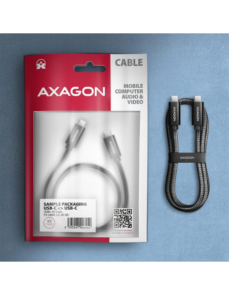 CABLE USB-C TO USB-C 1M 240W/8K BLACK BUCM4X-CM10AB AXAGON CABLE USB-C TO USB-C 1M 240W/8K BLACK BUCM4X-CM10AB AXAGON