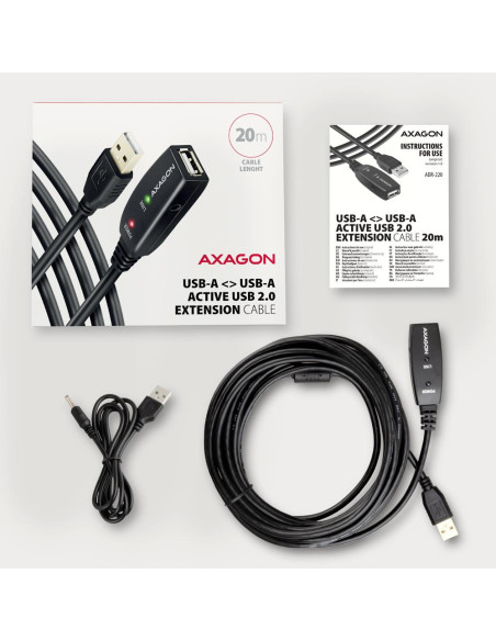 CABLE USB2.0 A-M/A-F ACTIVE/20M ADR-220 AXAGON CABLE USB2.0 A-M/A-F ACTIVE/20M ADR-220 AXAGON