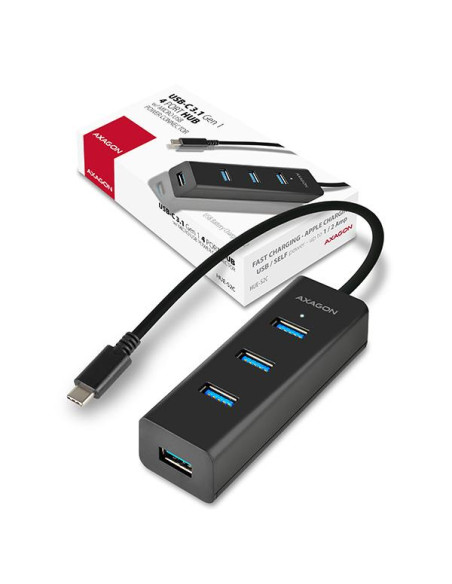 I/O HUB USB-C 4PORT CHARGING/0.4M HUE-S2C AXAGON I/O HUB USB-C 4PORT CHARGING/0.4M HUE-S2C AXAGON