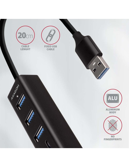 I/O HUB USB3.2 3P SD/MICROSD/0.2M HMA-CR3A AXAGON I/O HUB USB3.2 3P SD/MICROSD/0.2M HMA-CR3A AXAGON