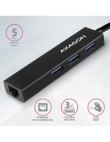 I/O HUB USB3.2 3PORT GLAN/0.2M HMA-GL3A AXAGON