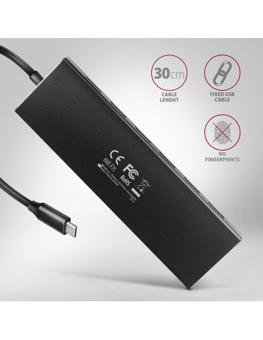 I/O HUB USB-C 7PORT FLAT/0.3M HUE-F7C AXAGON