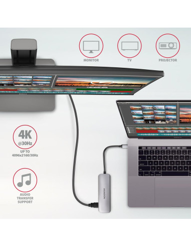 I/O HUB USB-C 5IN1/0.2M HMC-HCR3A AXAGON