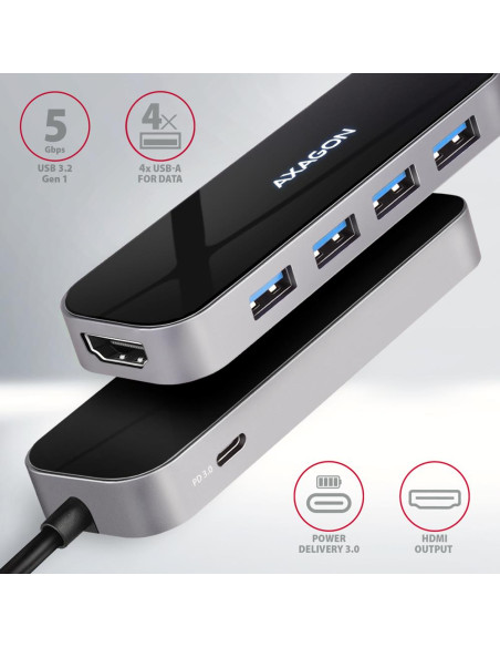 I/O HUB USB-C 6IN1/0.2M HMC-6H4A AXAGON