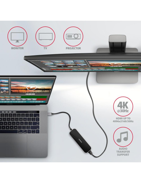 I/O HUB USB-C 6IN1/0.2M HMC-6H4A AXAGON