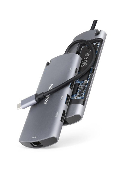 I/O HUB USB-C 6IN1 SATA M.2/0.18M HMC-6M2 AXAGON I/O HUB USB-C 6IN1 SATA M.2/0.18M HMC-6M2 AXAGON