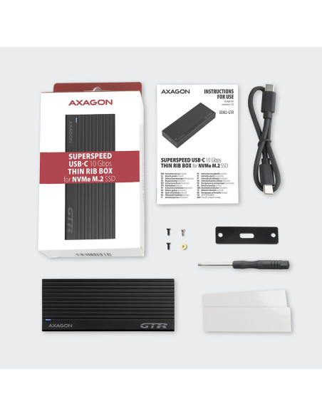 SSD ACC ENCLOSURE M.2 NVME/USB-C EEM2-GTR AXAGON