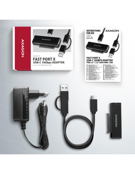 SSD ACC ADAPTER USB-C/SATA 6G/10GBPS 0.6M ADSA-FPX AXAGON