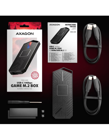 SSD ACC ENCLOSURE M.2 NVME/SATA USB-C EEM2-GAM AXAGON
