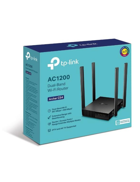 Wireless Router, TP-LINK, Wireless Router, 1200 Mbps, 1 WAN, 4x10/100M, Number of antennas 4, ARCHERC54