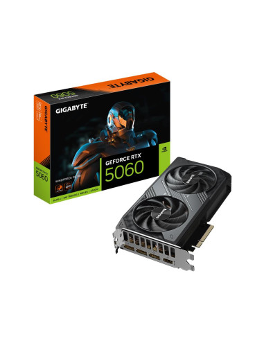 Graphics Card, GIGABYTE, NVIDIA GeForce RTX 5060, 8 GB, GDDR7, 128 bit, PCIE 5.0 16x, GPU 2512 MHz, 1xHDMI, 3xDisplayPort, GV-N