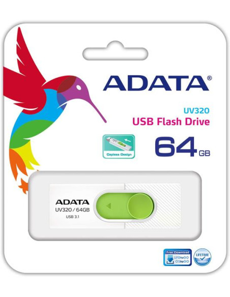 MEMORY DRIVE FLASH USB3.1 64GB/WHITE AUV320-64G-RWHGN ADATA