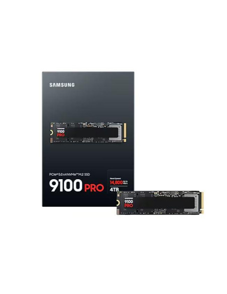 SSD, SAMSUNG, 9100 PRO, 4TB, M.2, PCIe Gen5, NVMe, TLC, Write speed 13400 MBytes/sec, Read speed 14800 MBytes/sec, 2.38mm, TBW 