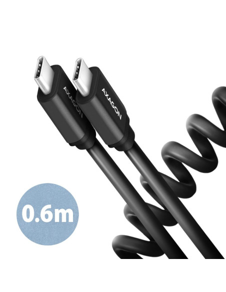CABLE USB-C TO USB-C 0.6M 60W/TWISTER BLK BUCM-CM10TB AXAGON CABLE USB-C TO USB-C 0.6M 60W/TWISTER BLK BUCM-CM10TB AXAGON