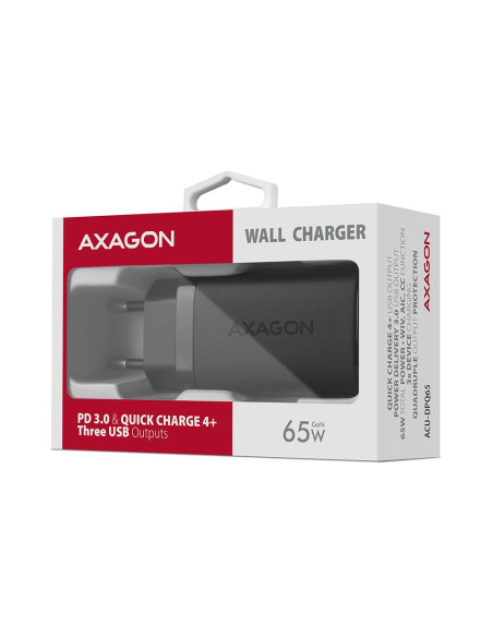 MOBILE CHARGER WALL USB 65W/GAN 3PORT ACU-DPQ65 AXAGON MOBILE CHARGER WALL USB 65W/GAN 3PORT ACU-DPQ65 AXAGON